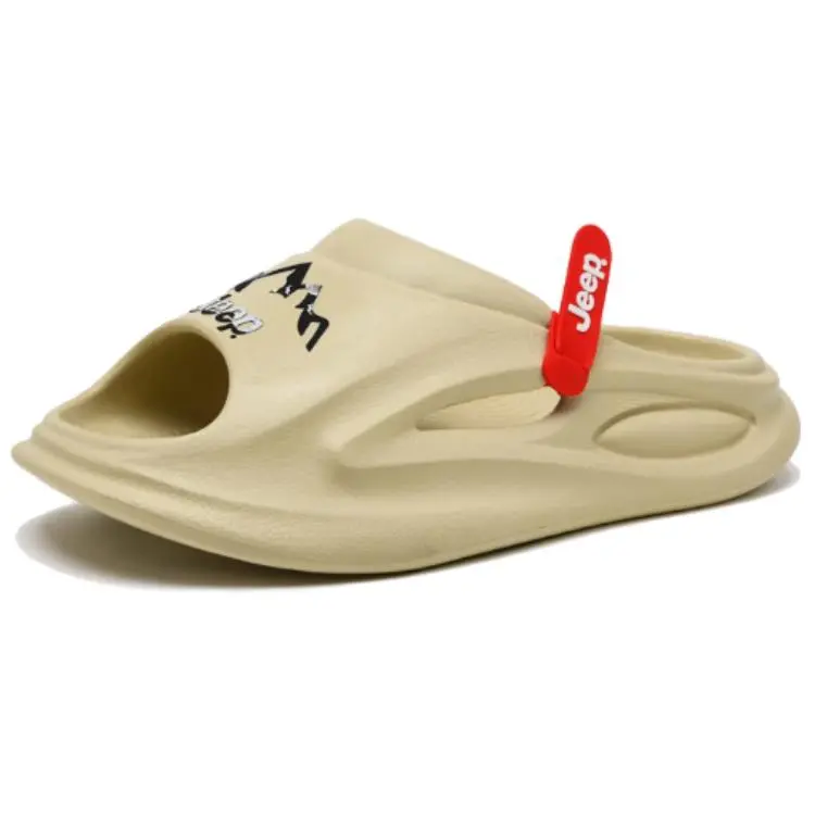 Jeep Slip Resistant Odor Resistant Slide Slippers Men's Beige Yellow