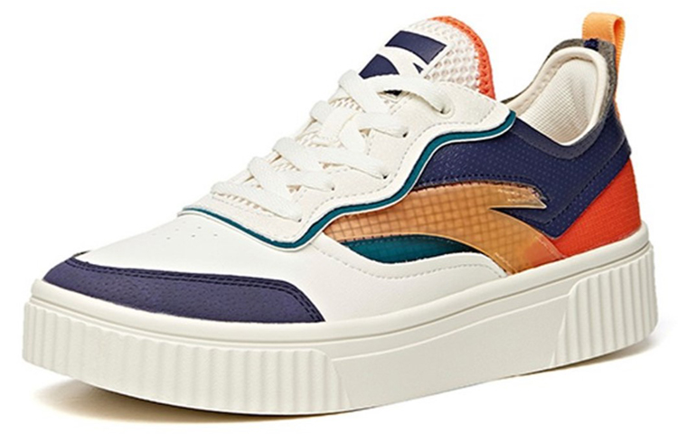 Anta Life Collection Anti-Slip Wear-Resistant Low-Top Skateboard Shoes White Orange Blue