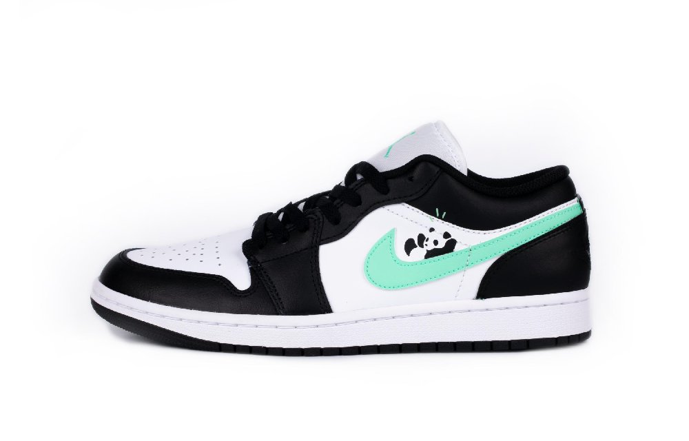 Jordan Air Jordan 1 Cushioning Wear-Resistant Low-Top Vintage Basketball Shoes Women's Black White Green