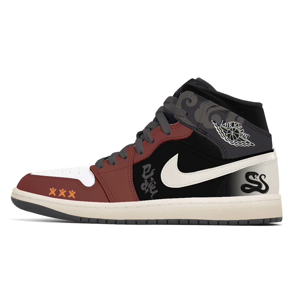Jordan Air Jordan 1 Abrasion Resistant Mid Top Vintage Basketball Shoes Unisex Dark Red
