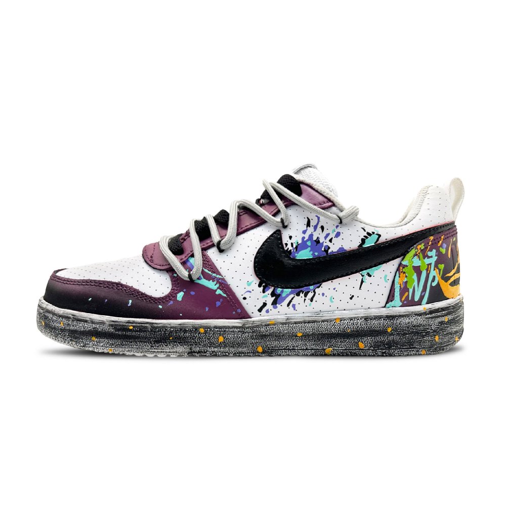 Nike Court Borough Color Artist Abrasion Resistant Low Top Skateboard Shoes Men's Black Purple