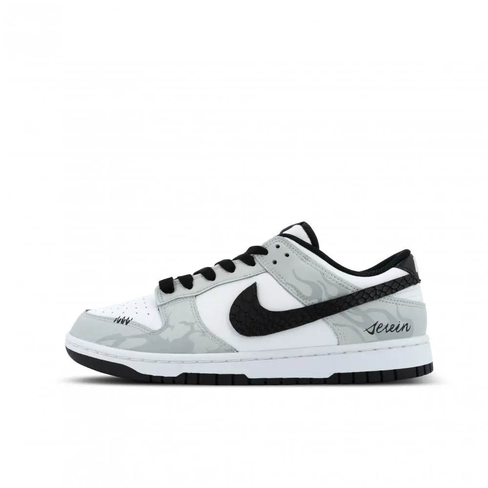 Nike Dunk Wild White Flame Low Top Skateboard Shoes Unisex Light Gray