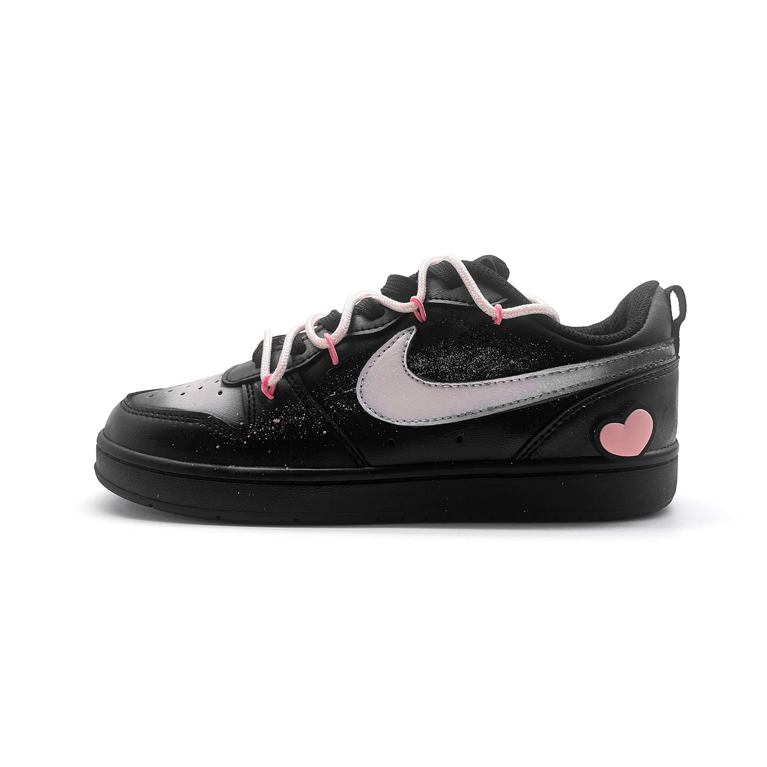 Nike Court Borough Love Pink Star Cushioning Low top Skateboard Shoes Women's Black Pink