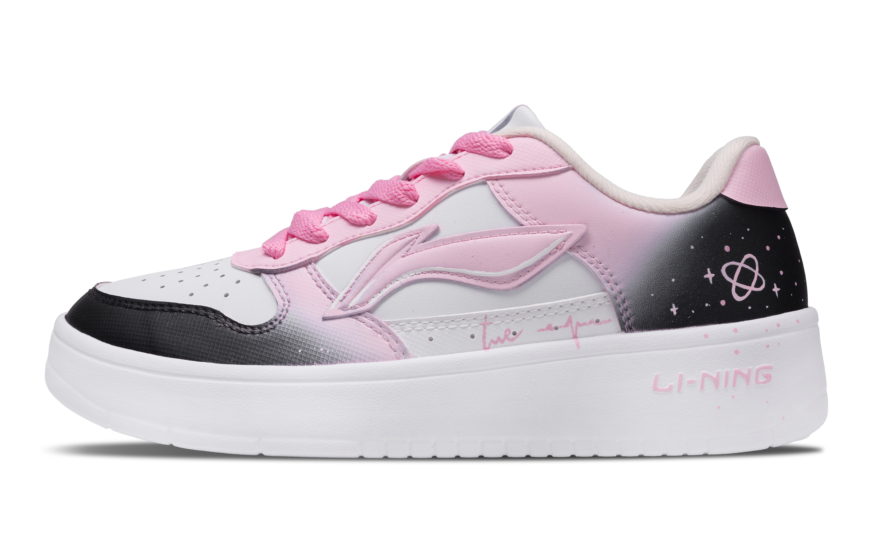 LiNing Pontoon Boats Balanced, Lightweight, And Breathable Low top Skateboard Shoes Women's Black Pink Gradient