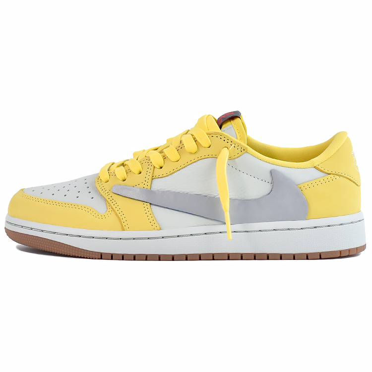 Travis Scott x Jordan Air Jordan 1 Low-Top Vintage Basketball Shoes Women's Canary Yellow