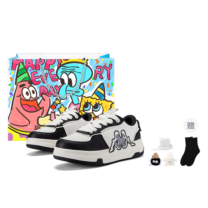 Kappa Anti Slip Wear Resistant Low Top Skateboard Shoes Unisex White Black