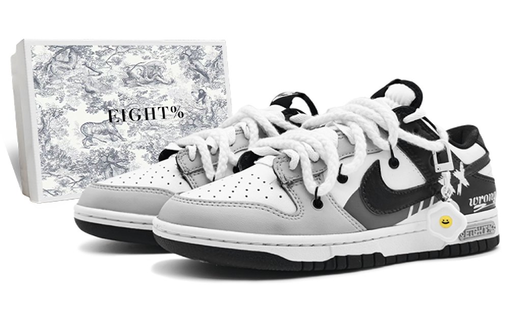 Nike Dunk Low 'Black' Panda Low-Top Skateboard Shoes GS Silver Gray