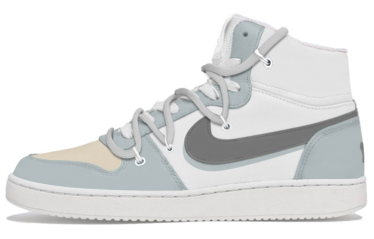 Nike EBERNON Mid Top Skateboard Shoes Men's Gray Cyan