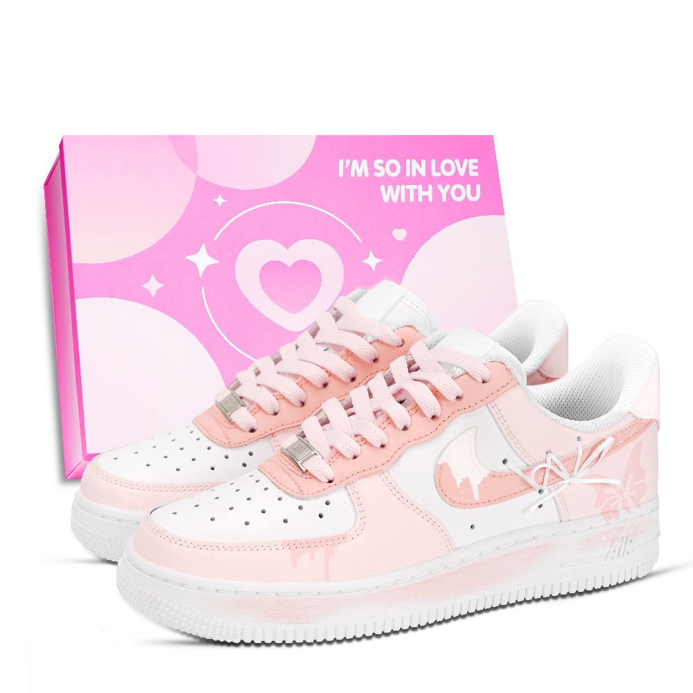 Nike Air Force 1 Air Force 1 Anti Slip Wear Resistant Low Top Skateboard Shoes Unisex Pink White