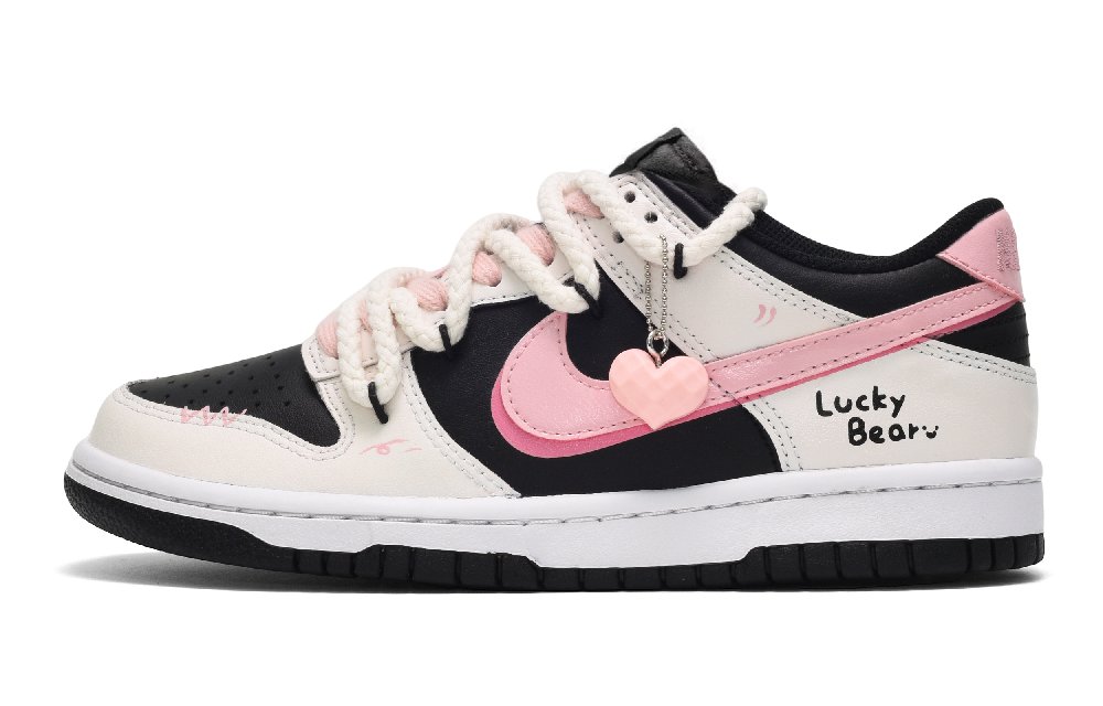 Nike Dunk CUS ID Heart Raspberry Low-Top Skateboard Shoes GS Black Pink