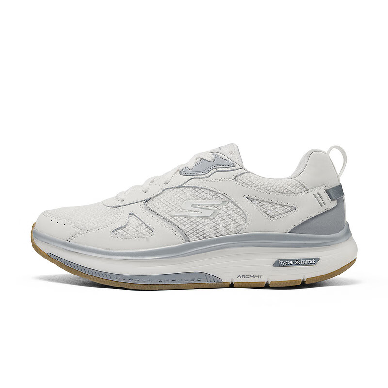 Skechers Cushioning Coverage Rebound Low Top Casual Running Shoes Men's White