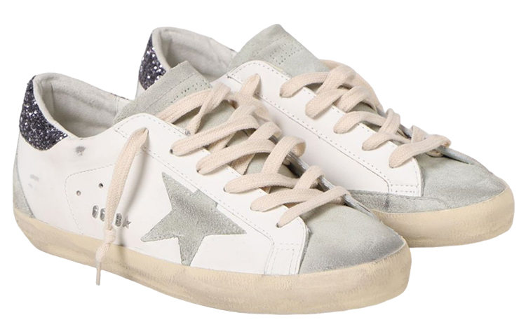 Golden Goose Super Star White Dark Grey Glitter Women's