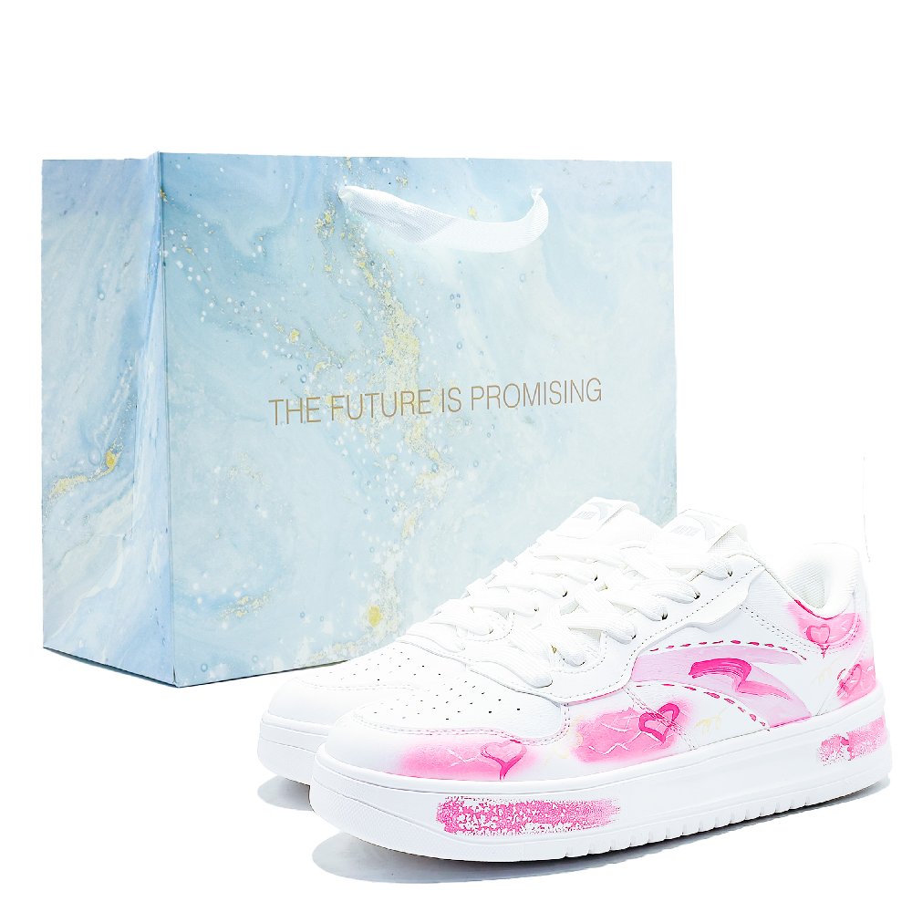 Anta Relaxed Abrasion Resistant Lightweight Slip Resistant Low Top Skateboard Shoes Women's Pink Blue Mismatched