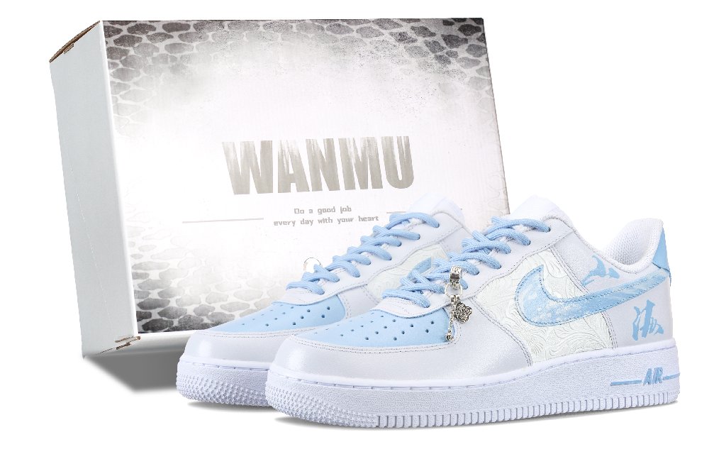 Nike Air Force 1 Pick Up The Mountains And Seas Anti Slip Wear Resistant Low Top Skateboard Shoes Men's Blue White