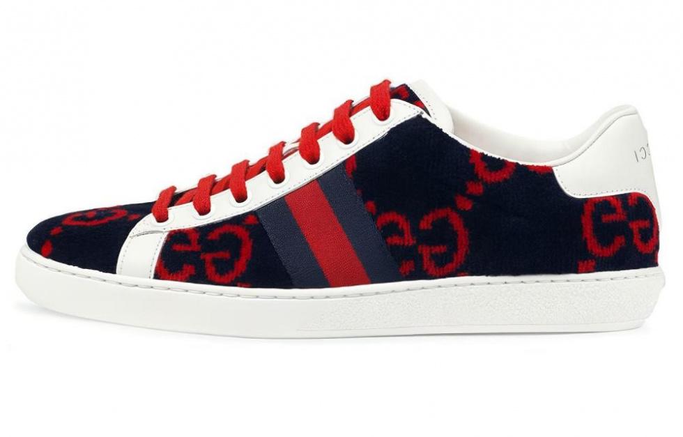 GUCCI Women's Ace Gg Terry Cloth 'Blue Red' Women's