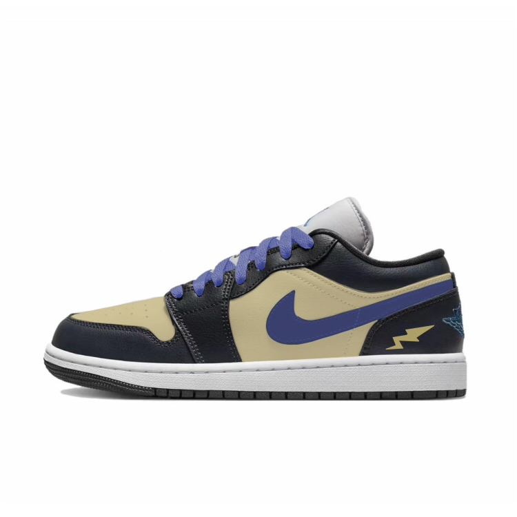 Jordan Air Jordan 1 Wear-Resistant Low-Top Vintage Basketball Shoes Women's Blue Yellow