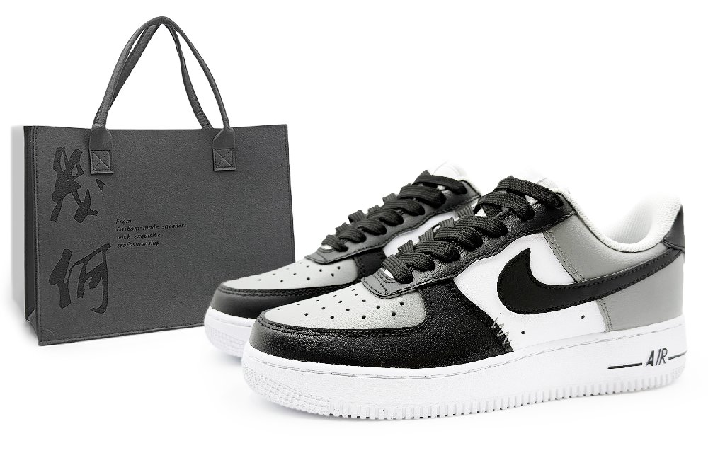 Nike Air Force 1 07 Abrasion Resistant Low Top Skateboard Shoes Men's Black White Gray