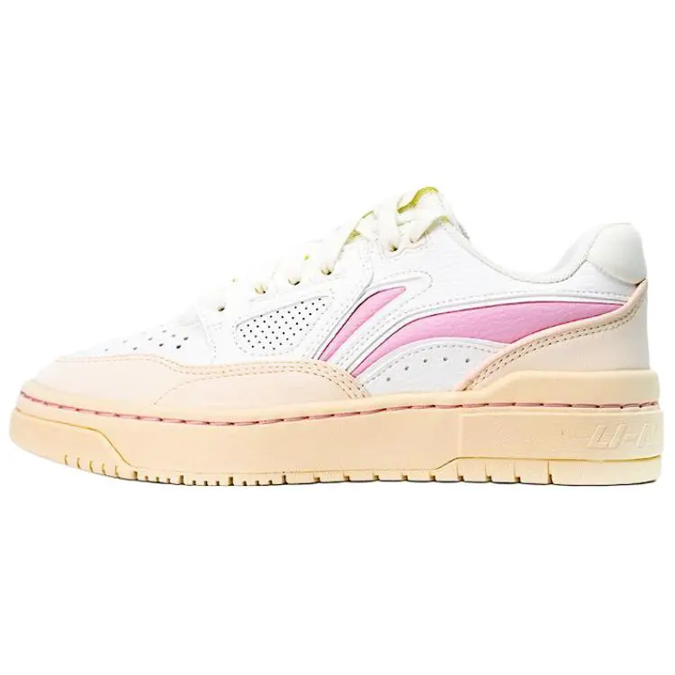 LINING New Arrival Skateboard Shoes Unisex Low top Ivory/Azure Pink