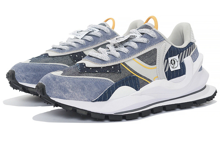 LiNing Shock Absorbers With Slip Resistant And Abrasion Resistant Properties Low Top Casual Shoes Men's Blue Gray