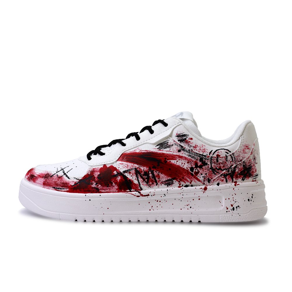 Anta Relaxed Slip Resistant Lightweight Abrasion Resistant Low Top Skateboard Shoes Men's Black White Red