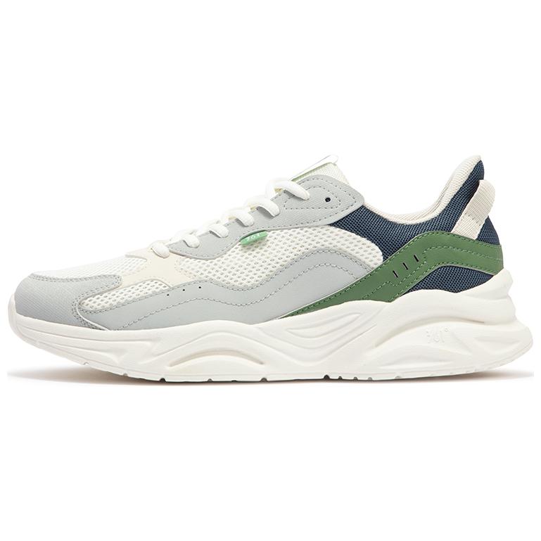 361° Abrasion Resistant Low Top Casual Shoes Men's White Gray Green