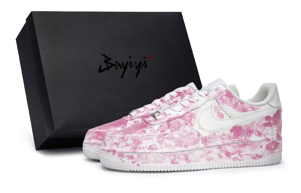 Nike Air Force 1 Anti-Slip Wear-Resistant Low-Top Skateboard Shoes Unisex White Sneak Heart Pink