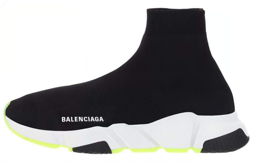 Balenciaga Speed High Top Casual Shoes Men's Black Yellow