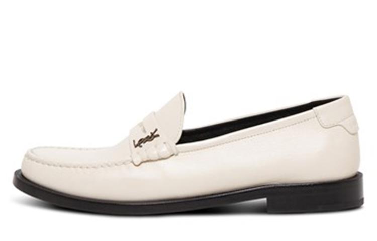 SAINT LAURENT Le Loafer Penny Slippers Pearl Women's