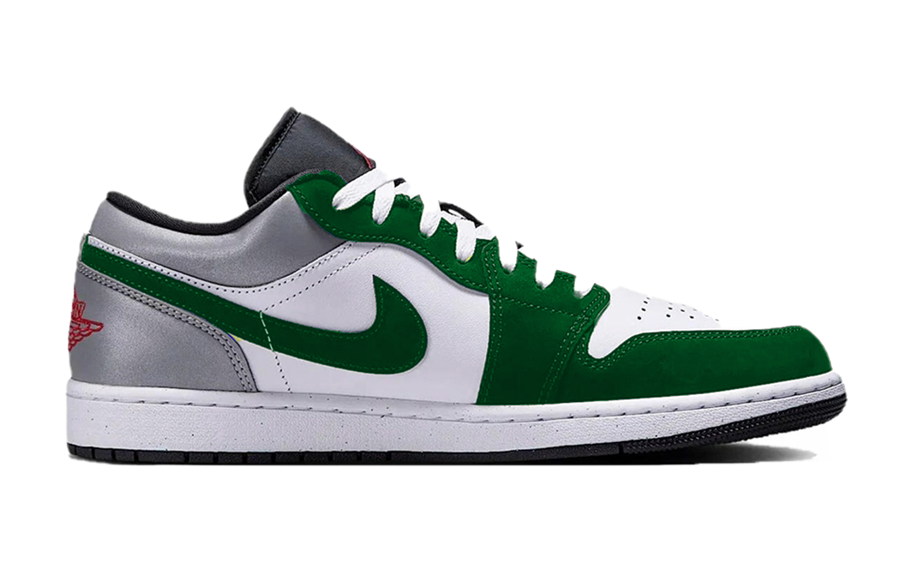 Jordan Air Jordan 1 Evergreen Crown Cushioning, Wear Resistant Low top Vintage Basketball Shoes Unisex Black Green