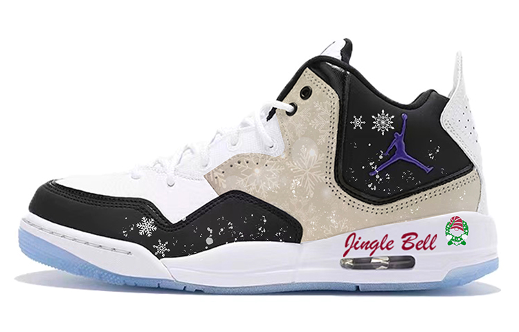 Jordan Courtside 23 Christmas Snow Scene Sweet Style Christmas Candy Mid-Top Vintage Basketball Shoes Men's Black White