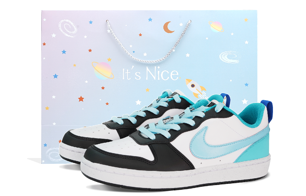 Nike Court Borough Skateboard Shoes Women's Low-Top White Blue