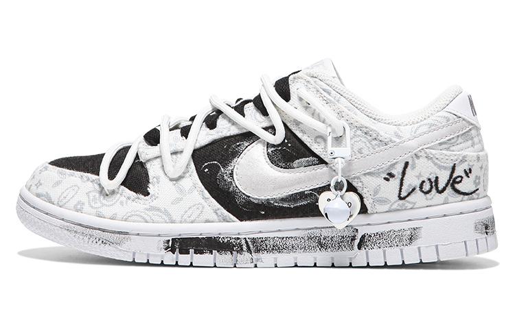 Nike Dunk Low ESS 'White Paisley' Low-Top Skateboard Shoes Women's White Black