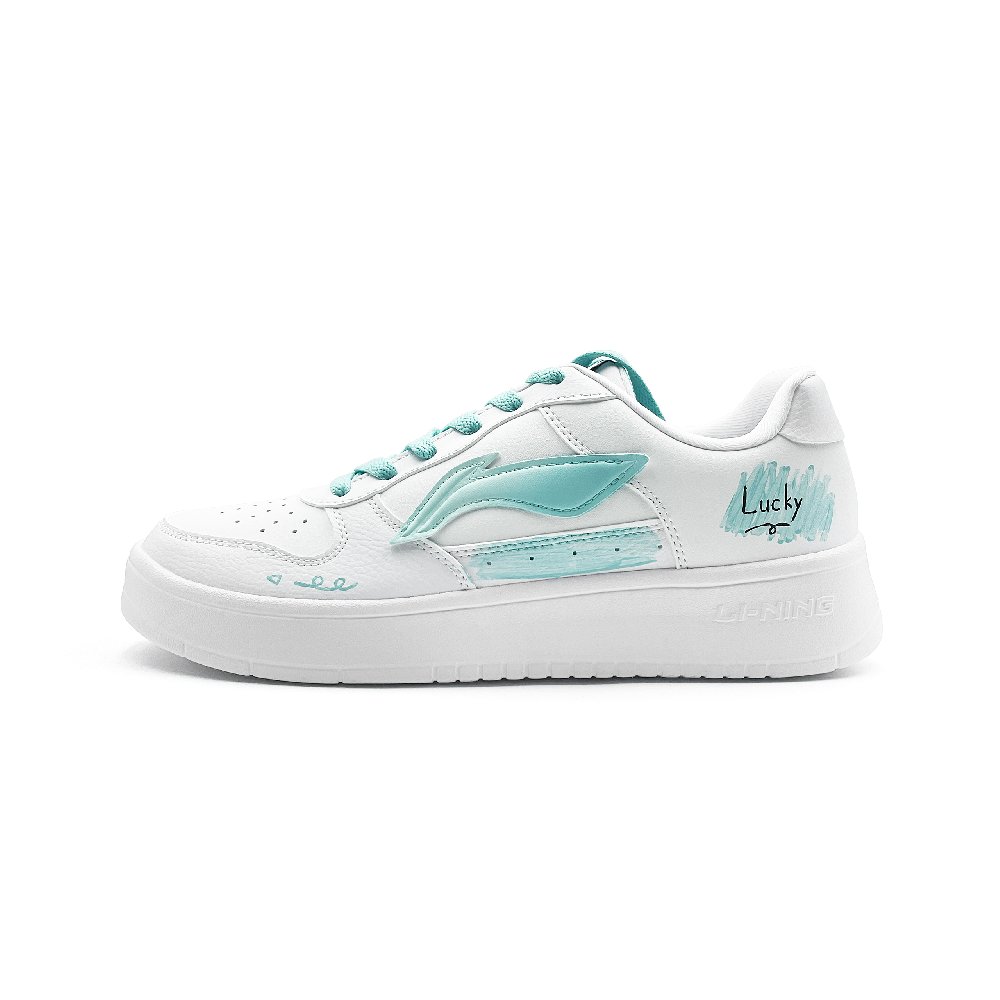 LiNing Pontoon Boats Slip Resistant Cushioning Low Top Skateboard Shoes Unisex White
