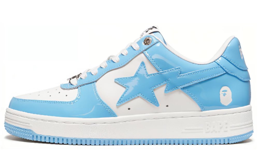 A BATHING APE STA Stylish Skateboarding Shoes Men's White Blue