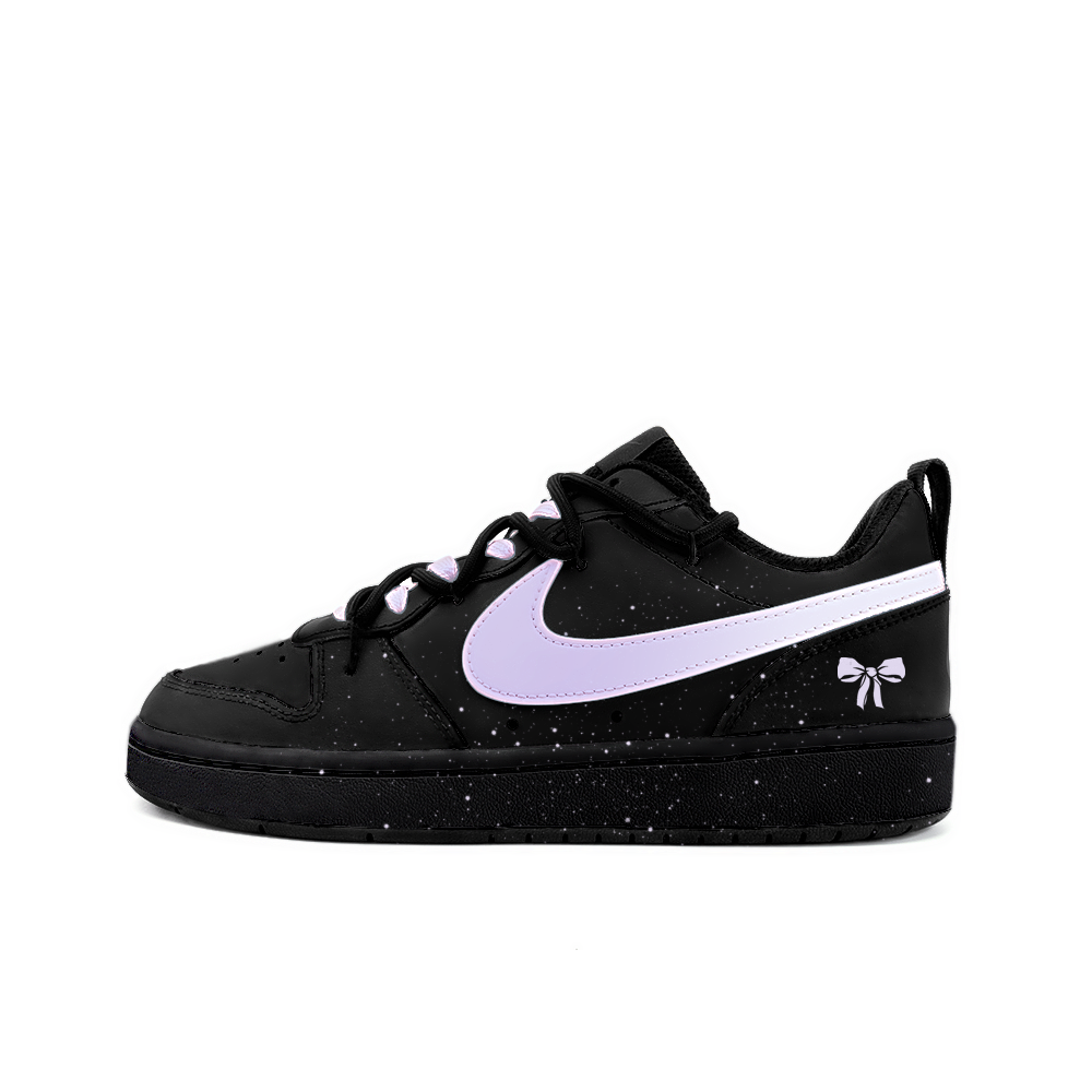 Nike Court Borough Non slip Lightweight Low Top Skateboard Shoes Women's Black Purple