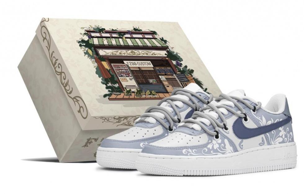 Nike Air Force 1 LE Air Force 1 Slip Resistant Cushioning Abrasion Resistant Low Top Skateboard Shoes GS Blue Purple