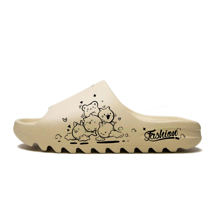 Adidas Originals Yeezy Slide Slip Resistant Slide Slippers Unisex Beige Black