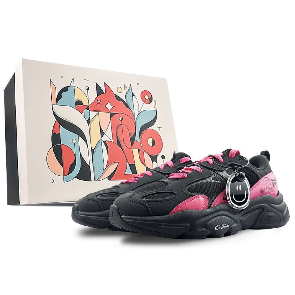 FILA Mars 2 Cushioning Anti-Slip And Wear-Resistant Low-Top Casual Shoes Women's Black Pink