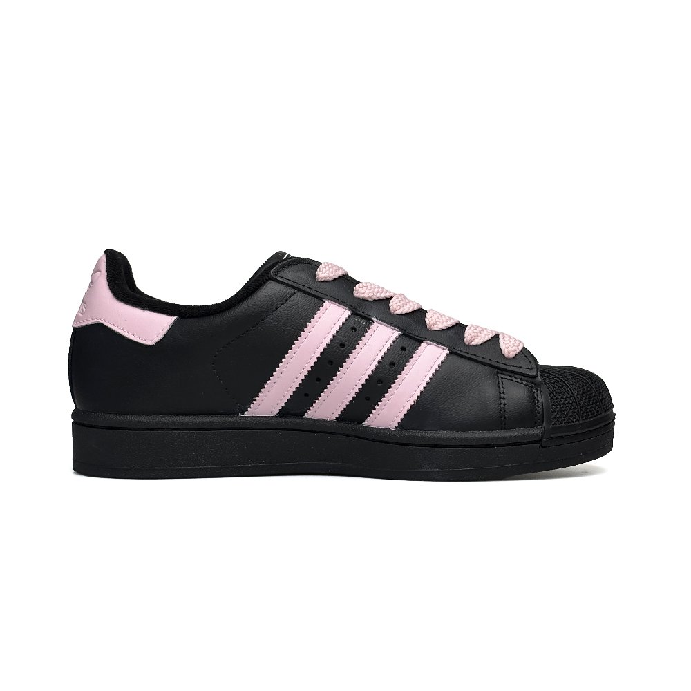 Adidas Originals Superstar 2 Vassell Abrasion Resistant Low Top Skateboard Shoes Unisex Black Pink