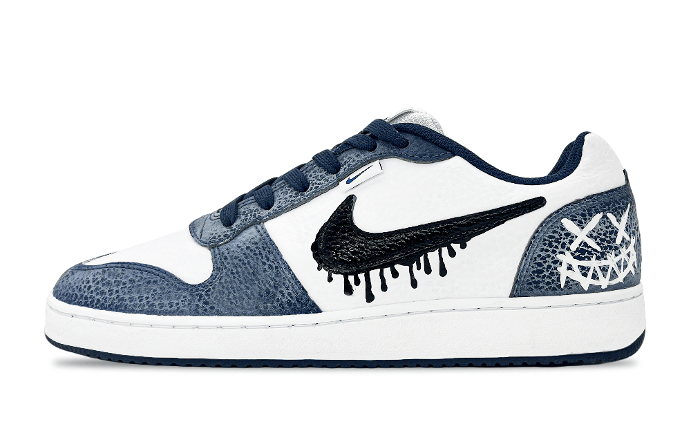 Nike EBERNON Abrasion Resistant Low Top Skateboard Shoes Men's White Blue