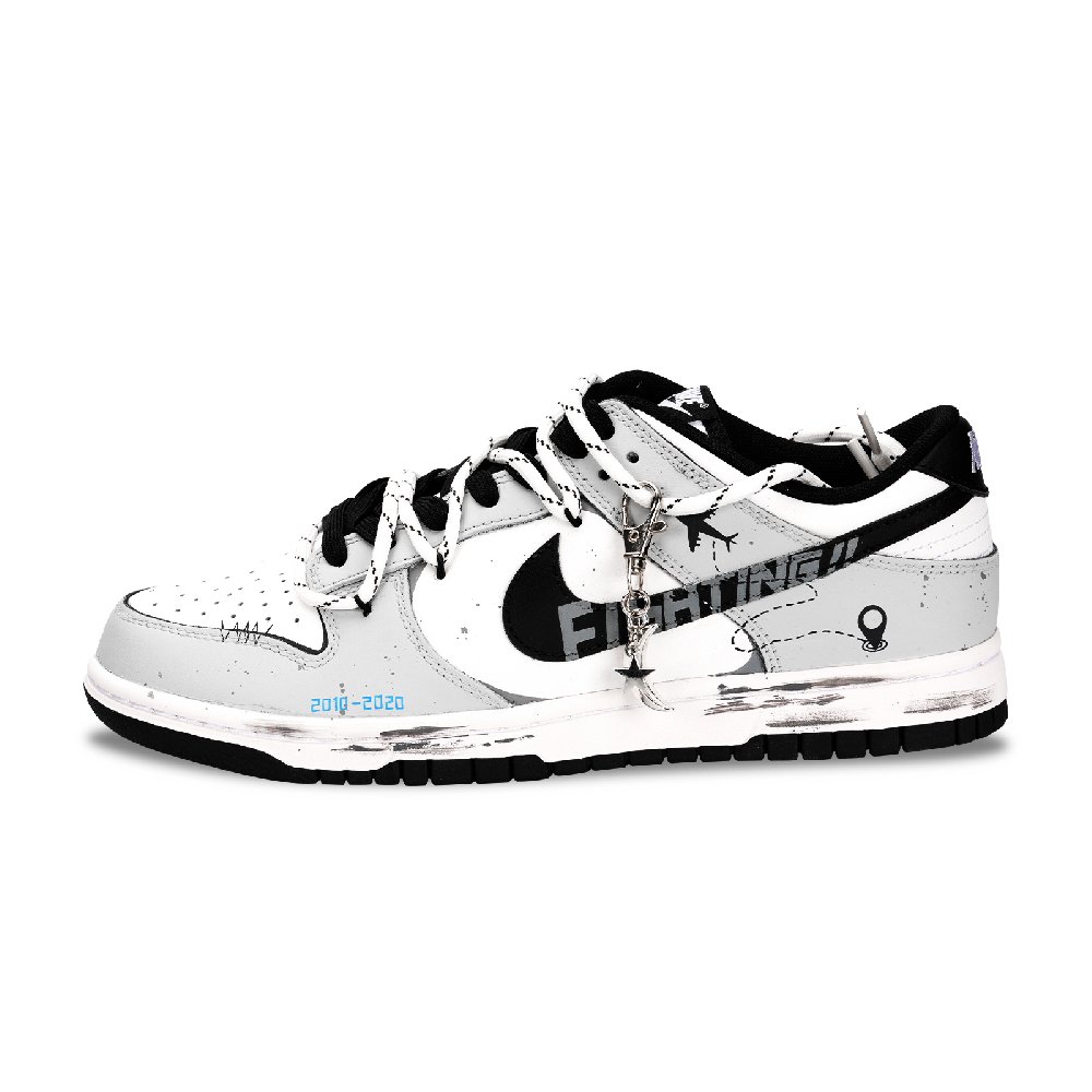 Nike Dunk Durable Breathable Low-Top Skateboard Shoes Unisex Black White Gray