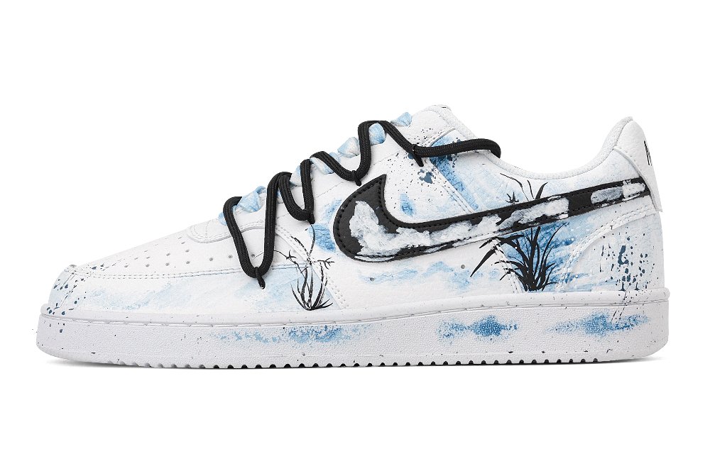 Nike Court Vision 1 Smoky Mist Azure Abrasion Resistant Low Top Skateboard Shoes Men's Sky Blue