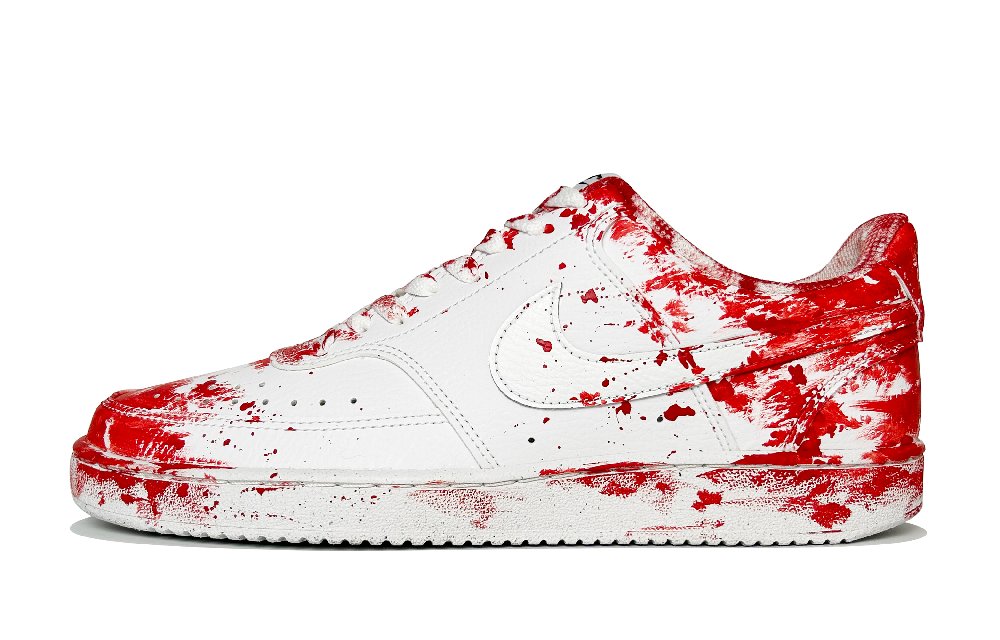 Nike Court Vision 1 Crime Scene Anti Slip Wear Resistant Low Top Skateboard Shoes Men's Red White