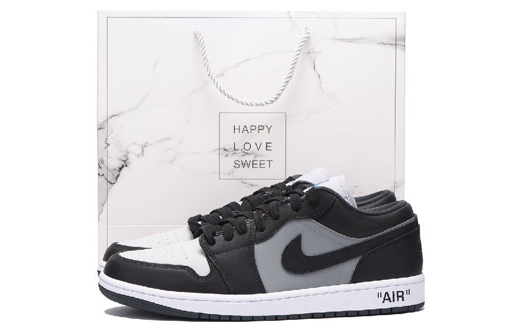 Jordan Air Jordan 1 Chestnut Slip Resistant Coverage Low Top Vintage Basketball Shoes Unisex Black Gray