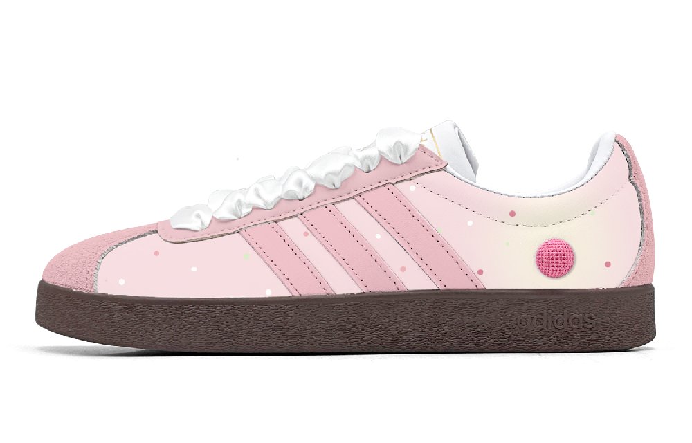 Adidas Neo Vl Court Anti-Slip Wear-Resistant Low-Top Skateboard Shoes Unisex Pink