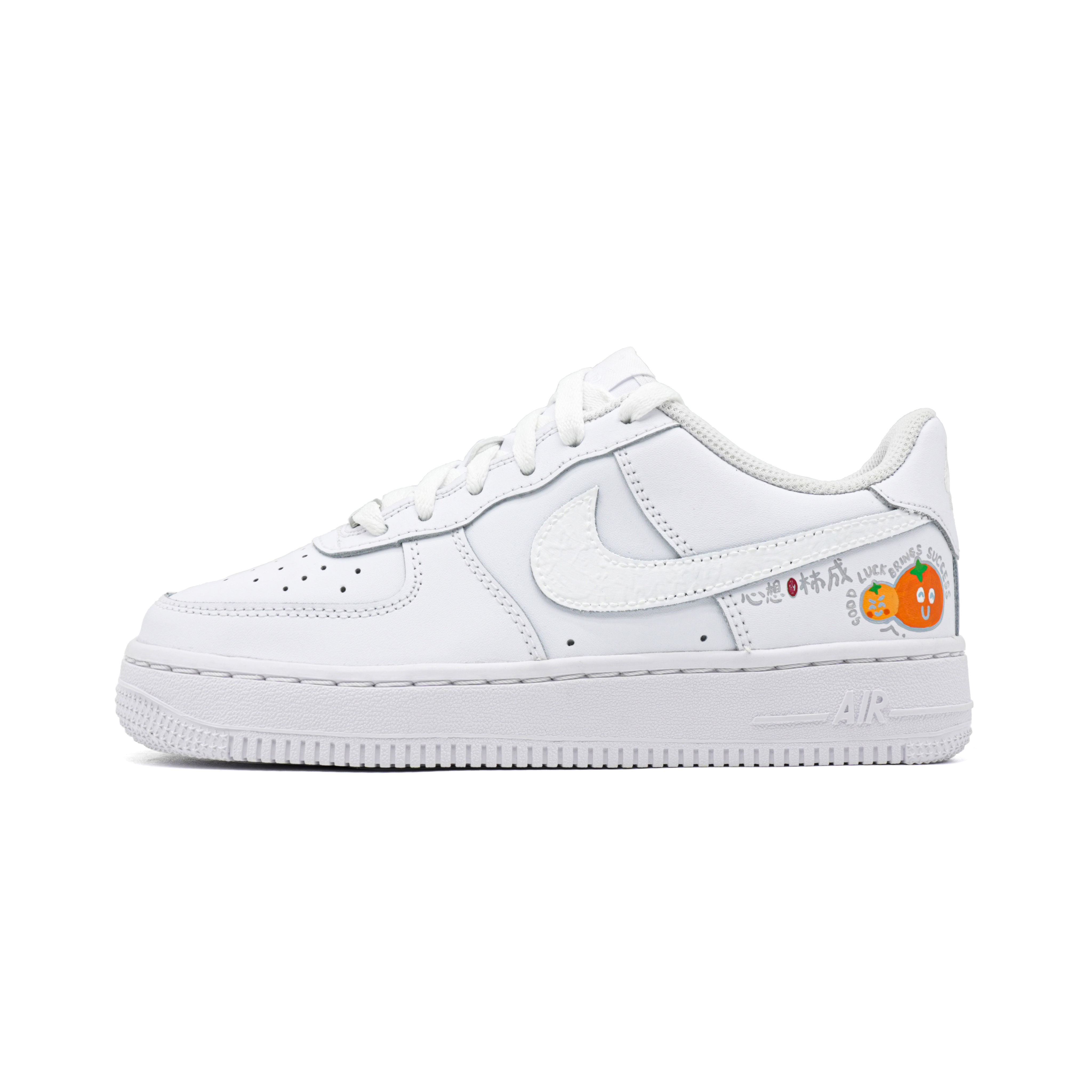 Nike Air Force 1 Slip Resistant Abrasion Resistant Low top Skateboard Shoes Unisex White Orange