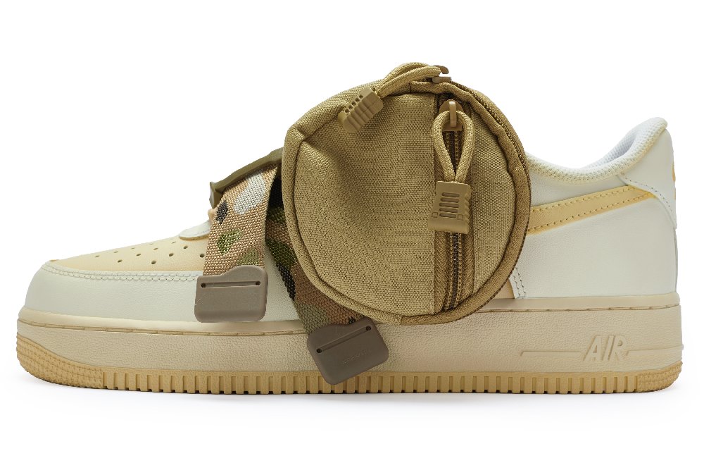 Nike Air Force 1 Slip-Resistant Low-Top Skateboard Shoes Men's Beige Army Green