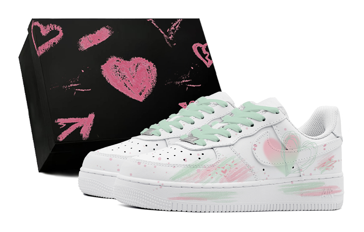 Nike Air Force 1 Low Slip Resistant Abrasion Resistant Low top Skateboard Shoes Women's White Green