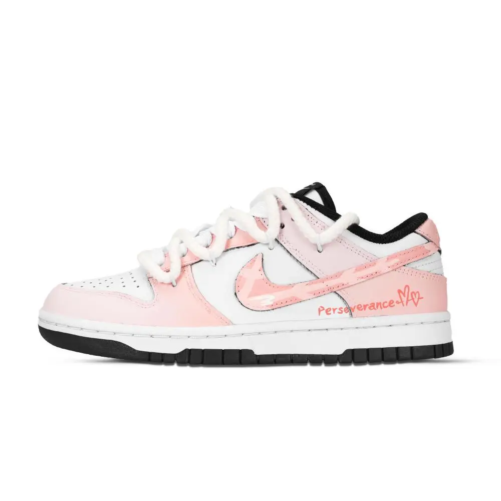 Nike Dunk Black White, Cupid's Arrow Abrasion Resistant Low Top Skateboard Shoes Unisex Pink White