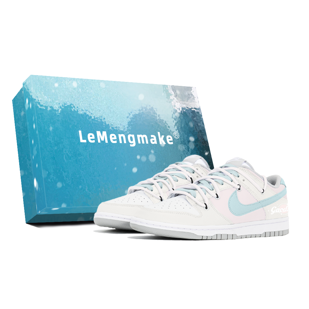 Nike Dunk Slip-Resistant Low-Top Skateboard Shoes Women's Beige Blue